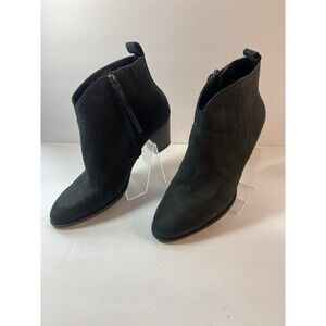 Vionic Raina Ankle Boots Suede Black Western Size 10 Tassel Zip Block Heel
